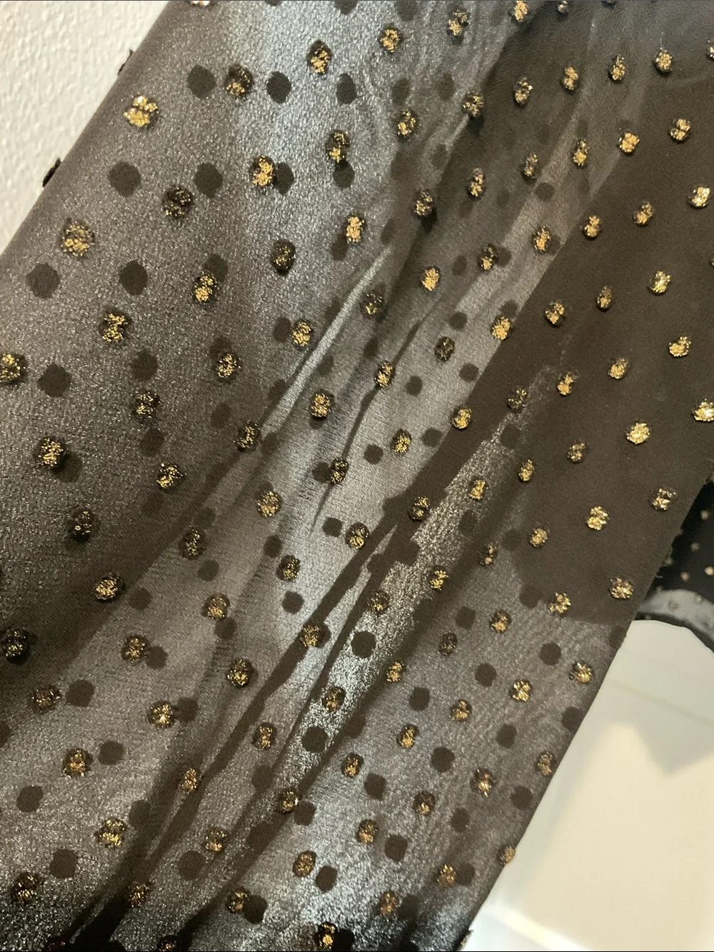 J. Crew Black Blouse with Gold Sequin Dots